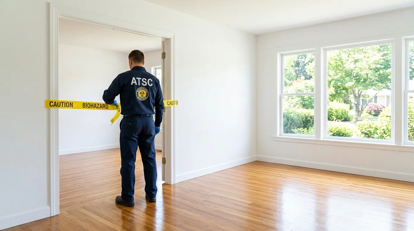 Certified biohazard cleanup crew performing Decomposition Cleanup in Fredericksburg